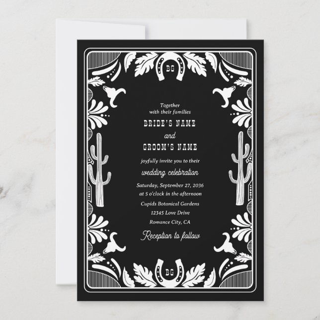 Invitation Western Country Cowboy Rustique Mariage (Devant)