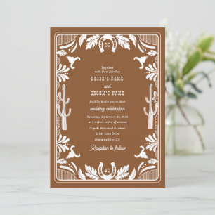 Invitation Western Country Cowboy Rustique Mariage Brown