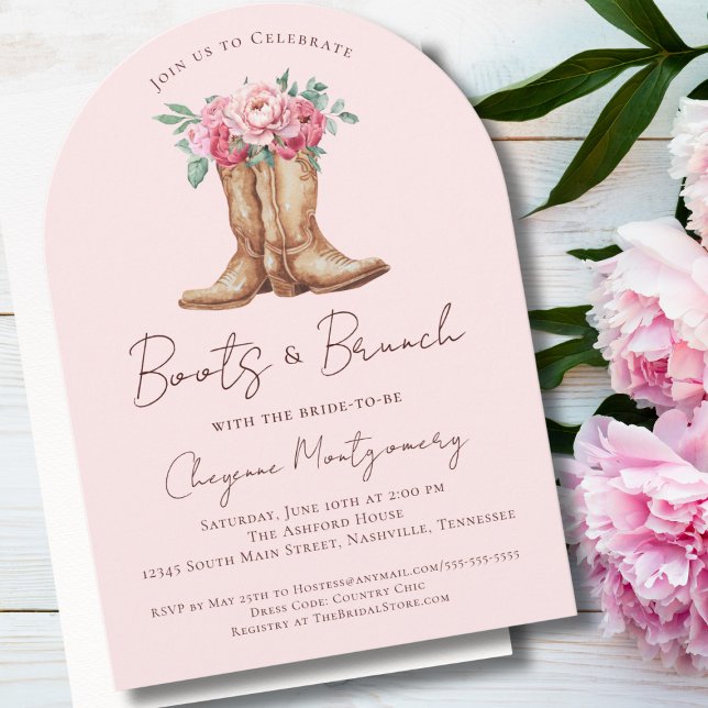 Invitation Western Cowboy Boots and Brunch Bridal Shower  (Créateur téléchargé)