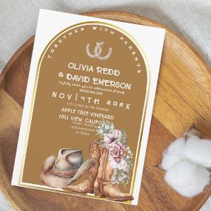 Invitation Western Cowboy Country Rustic Floral Mariage