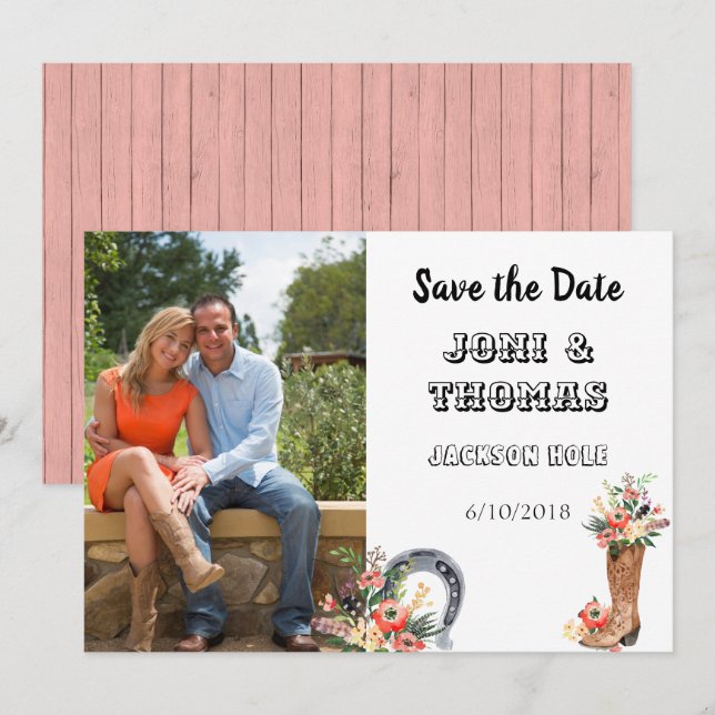 Invitation Western Cowboy Enregistrer la date (Devant / Derrière)