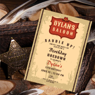 Invitation Western Cowboy Funny Anniversaire Rustique Soirée