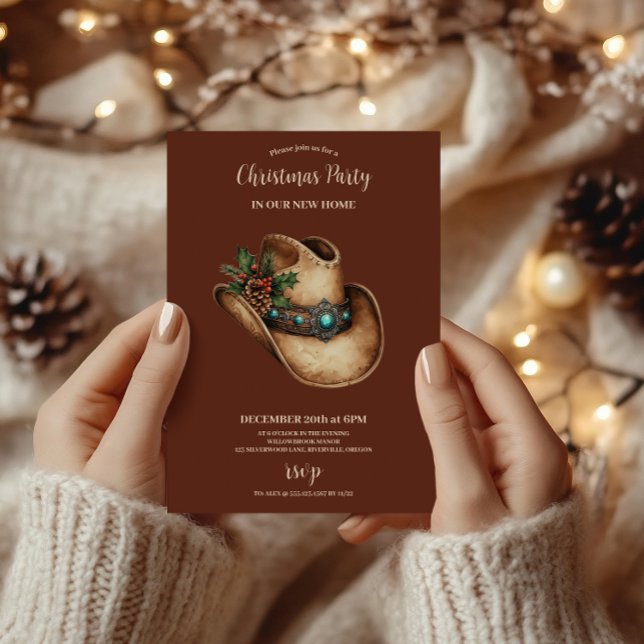 Invitation Western Cowboy Hat Christmas 9 Photo   (Créateur téléchargé)