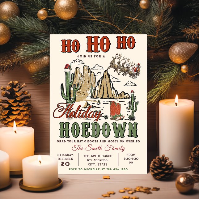 Invitation Western Cowboy Noël Holiday Hodown Party (Créateur téléchargé)