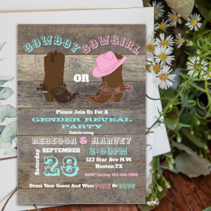 Invitation western cowboy or cowgirl gender reveal party