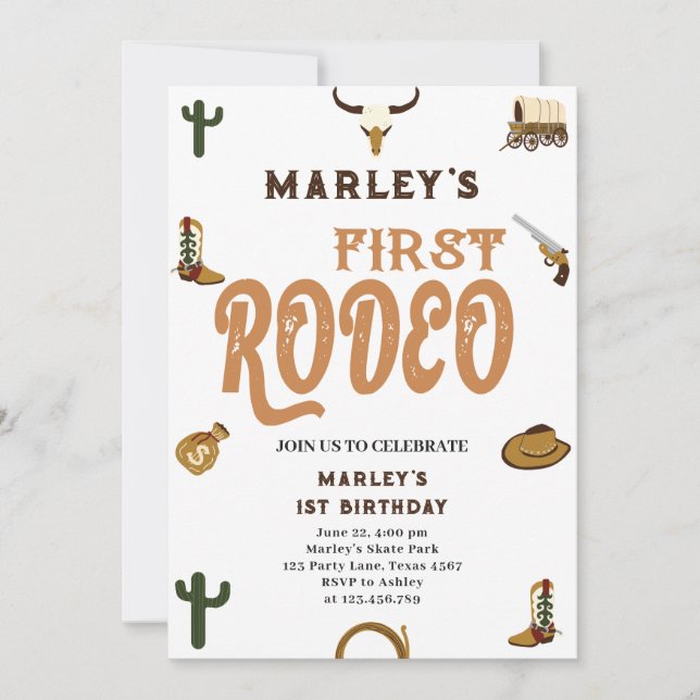 Invitation Western Cowboy Premier anniversaire Rodeo Wild Bab (Devant)
