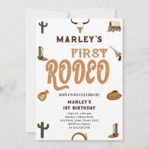 Invitation Western Cowboy Premier anniversaire Rodeo Wild Bab