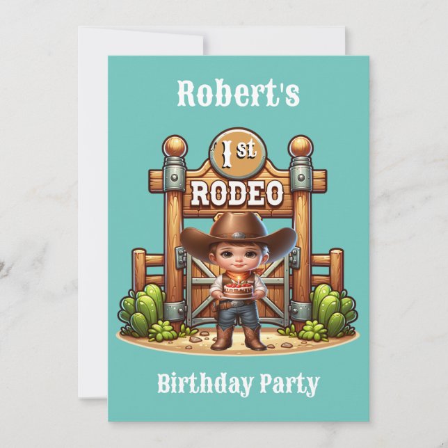 Invitation Western Cowboy Premier Rodéo Anniversaire Personna (Devant)