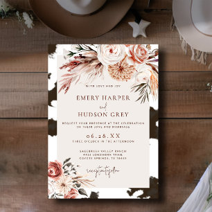 Invitation Western Cowboy Ranch Boho Floral Cowhal Mariage