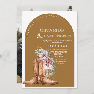 Invitation Western Cowboy Rustique Floral Mariage