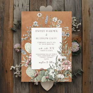 Invitation Western Cowboy Vintage Sud-Ouest Floral Mariage