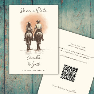 Invitation Western Cowboy Wedding Save the Date QR Code