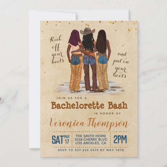 Invitation Western Cowgirl Bachelorette Fête de l'mariée (Devant)