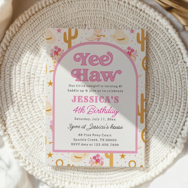 Invitation Western Cowgirl Fourth Rodeo 4th Birthday Party (Créateur téléchargé)