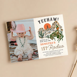Invitation Western Cowgirl Premier Rodéo 1er Anniversaire Pho