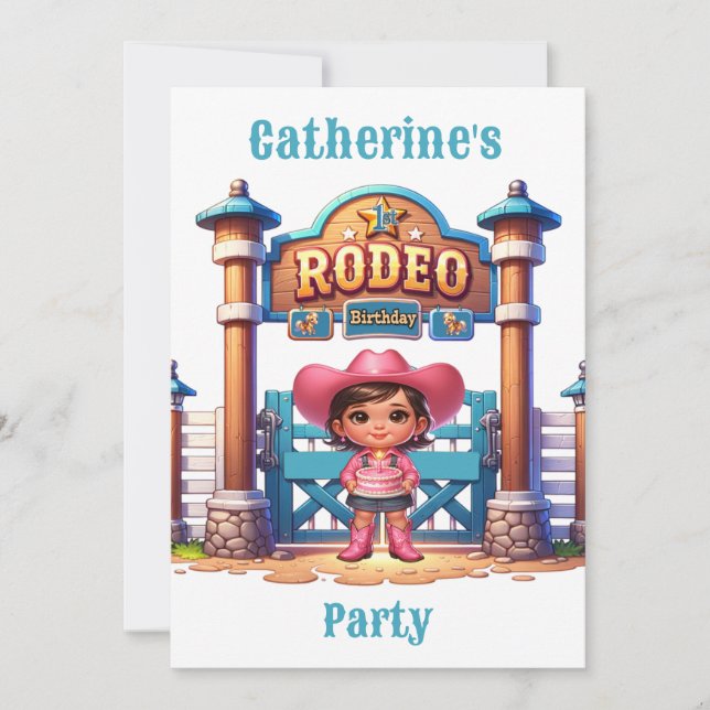 Invitation Western Cowgirl Premier Rodéo Anniversaire Personn (Devant)