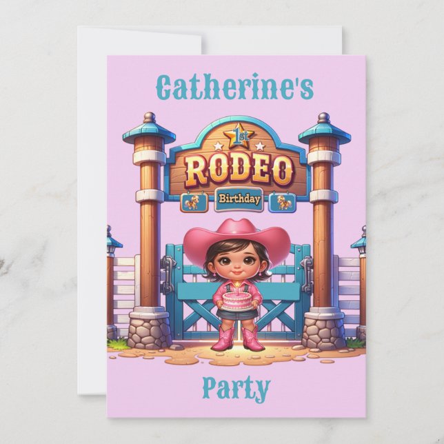 Invitation Western Cowgirl Premier Rodéo Anniversaire Personn (Devant)