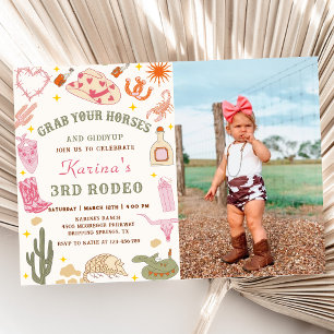 Invitation Western Cowgirl Rodeo Anniversaire Photo Invitatio