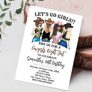 Invitation Western Cowgirls Let Go Girls Anniversaire