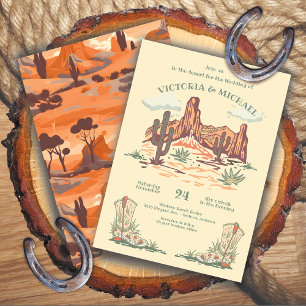 Invitation Western Desert Cactus Cowboy Mariage