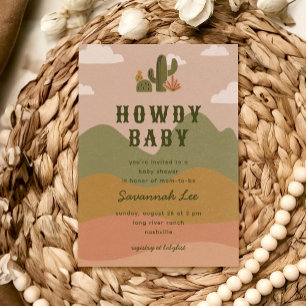 Invitation Western Desert Cactus Howdy Baby shower
