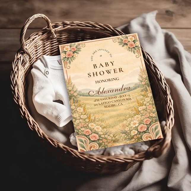 Invitation Western Desert Floral Baby Shower (Créateur téléchargé)