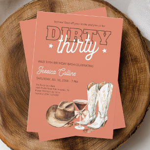 Invitation Western Dirty Thirty Cowgirl 30th Birthday Party
