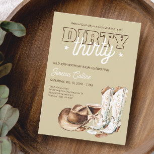 Invitation Western Dirty Thirty Cowgirl 30th Birthday Party