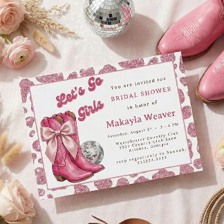 Invitation Western Disco Cowgirl Boots Bridal Shower