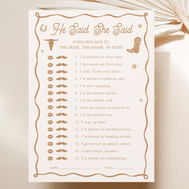 Invitation Western Fête des mariées Il A Dit Qu'Elle A Dit Ca (Créateur téléchargé)