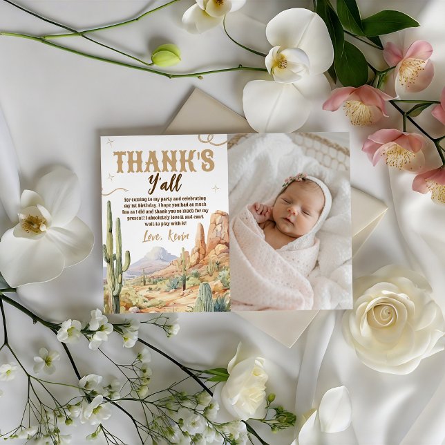 Invitation Western First Birthday Photo Thank You (Créateur téléchargé)