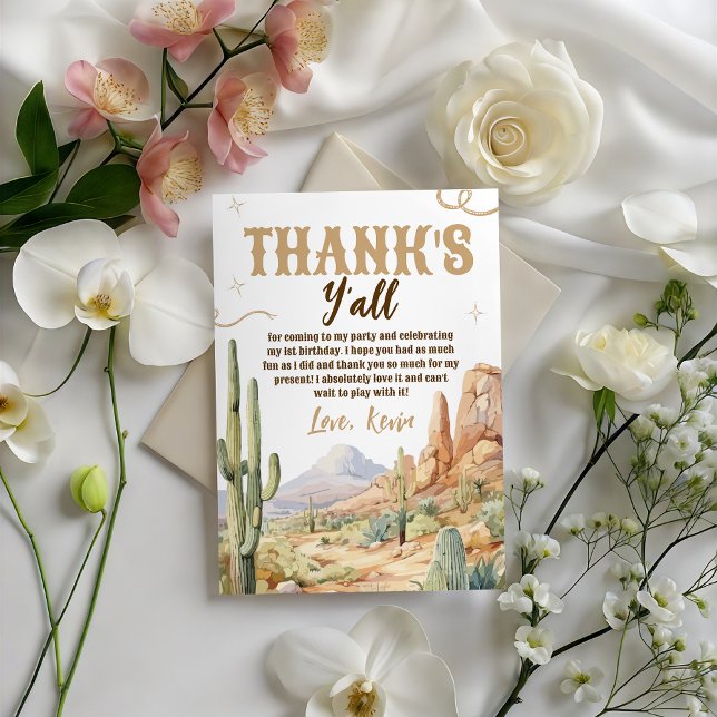 Invitation Western First Birthday Thank You Card (Créateur téléchargé)