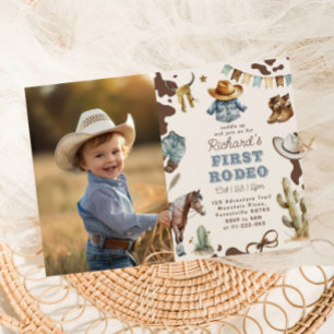 Invitation Western First Rodeo Boy photo de 1er anniversaire