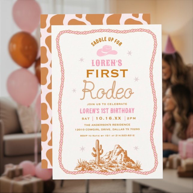 Invitation Western First Rodeo Cowgirl 1st Birthday (Créateur téléchargé)
