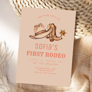 Invitation Western First Rodeo Cowgirl Pink fête d'anniversai
