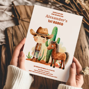 Invitation Western First Rodeo Wild West Cowboy 1er anniversa