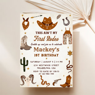 Invitation Western First Rodeo Wild West Cowboy Anniversaire