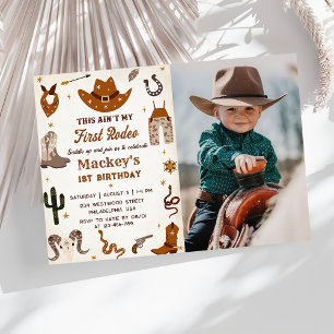 Invitation Western First Rodeo Wild West Cowboy Anniversaire