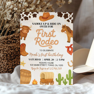 Invitation Western First Rodeo Wild West Cowboy Anniversaire