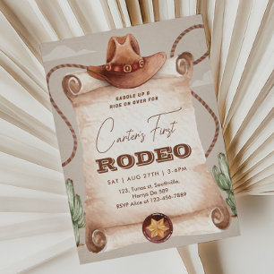 Invitation Western First Rodeo Wild West Cowboy Brown