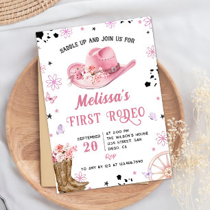 Invitation Western First Rodeo Wild West Cowgirl Anniversaire