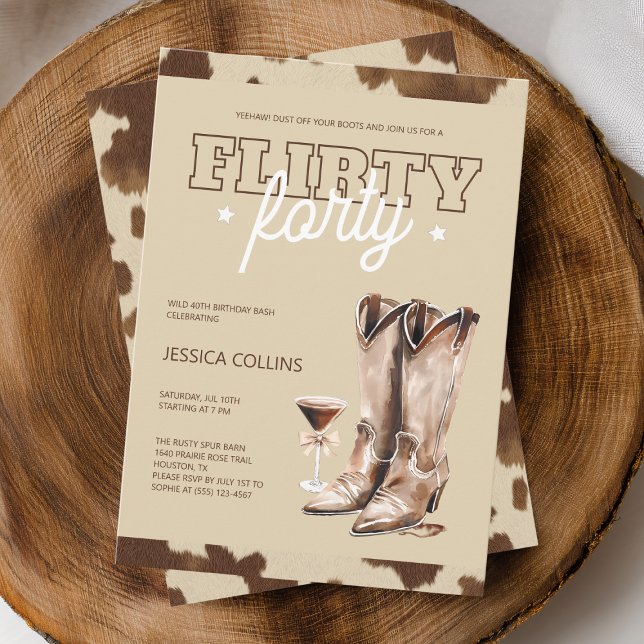 Invitation Western Flirty Quarty Country 40e fête d'anniversa (Western Flirty Forty Country 40th Birthday Party Invitation)