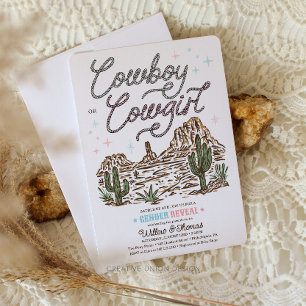 Invitation Western Gender Revewer Shower Cowboy ou Cowgirl