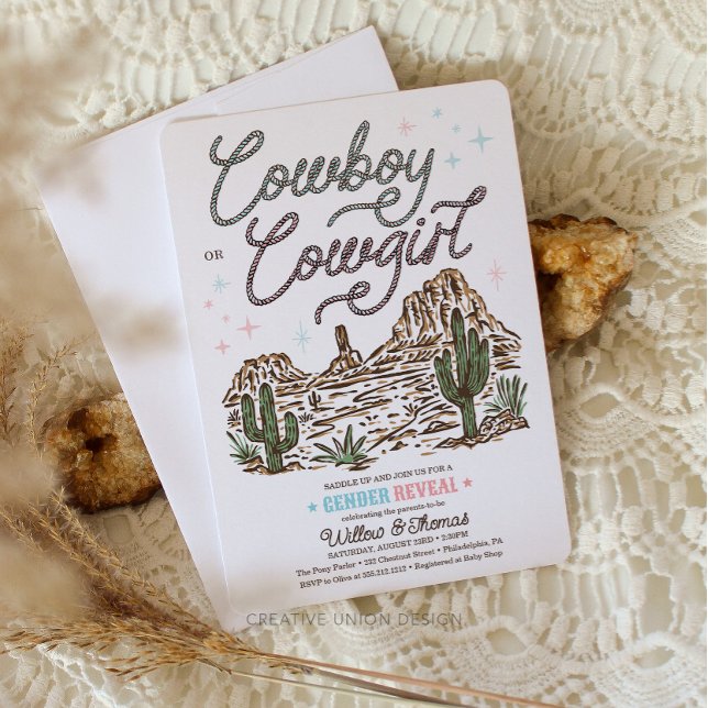 Invitation Western Gender Revewer Shower Cowboy ou Cowgirl (gender reveal invitation)