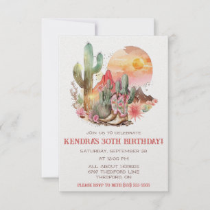 Invitation Western Landcape Cowgirl fête d'anniversaire