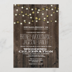 Invitation Western Lights Stars Grange Wood Wedding Invitatio