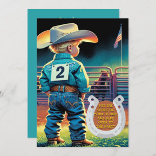 Invitation Western Little Cowboy 2e Anniversaire Rodéo Person