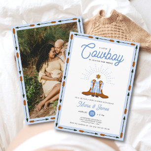 Invitation Western Little Cowboy Rodeo Photo Boy Baby shower