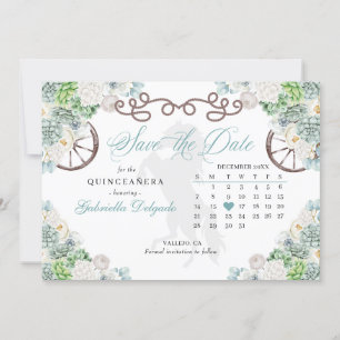 Invitation Western Mint Green Cactus Quinceañera Enregistrer 