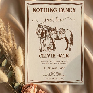 Invitation Western Nothing Fancy Just Love Hand Drawn Wedding